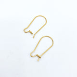 Kidney Earring Wires, 0.7mm Wire,  Gold Plated Stainless Steel, Kidney Earring Hooks, RETAIL & WHOLESALE (STER-0018-G)