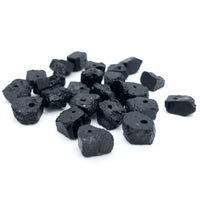 Raw BLACK TOURMALINE, Dainty Birthstone for LIBRA , 1mm Hole Center Drill, Root Chakra Crystal, Loose Gemstone Retail & Wholesale (G23RAW)