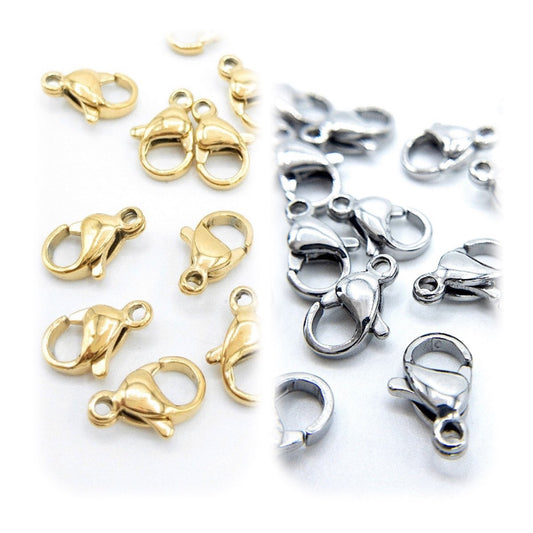 Lobster Claw Clasp for Jewelry Making and Crafting, 304 Stainless Steel Lobster Plated in Gold and Steel Color, Retail & Wholesale (SSF002) - UniqueBeadsNY