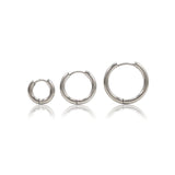 Huggie Hoop One-Touch Surgical Stainless Steel Earrings, Dark Silver Hoop Earrings, Sleeper Earrings, Retail & Wholesale (STER-0017S)
