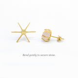 Jewelry Setting Blank for Stud Earrings, 6 Prong Claw Earring Setting for Raw Irregular Gemstones, Sterling Silver 18K Gold Plated (PS001)