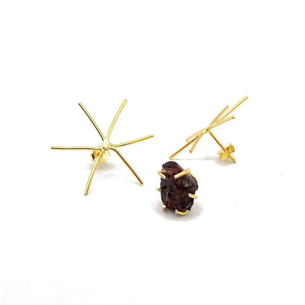 Jewelry Setting Blank for Earring Making, Handmade 6 Prong Claw Earring Setting for Raw Irregular Stones, 925 Silver/ 18K Gold Plated/ PS005 - UniqueBeadsNY
