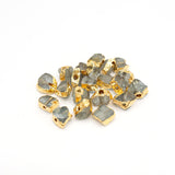Raw AQUAMARINE Gemstone, Dainty MARCH Birthstone Bead with 1.4mm Hole, Rough Cut Birthstone Charm 14K Gold Plated, 2 PCs (G03RB)