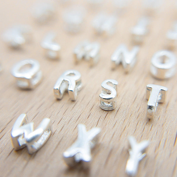Sterling Silver 925 Alphabet Letter N Bead 7mm with 4 Holes 1mm
