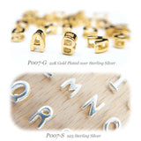 Number Charms, Tiny 925 Silvers Number Slide Beads in 22K Gold for Personalized Jewelry, Small Number Pendants, Gold Number Beads (P008-G)