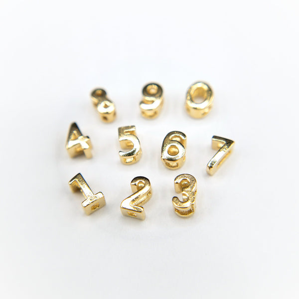 6x7mm 24k Shiny Gold Numbers, Number Charms, Number Beads, Birthday Charms,  Initial Charms, Gold Plated Beads, Gold Plated Charms, MBGHRF17