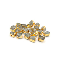 Raw AQUAMARINE Gemstone, Dainty MARCH Birthstone Bead with 1.4mm Hole, Rough Cut Birthstone Charm 14K Gold Plated, 2 PCs (G03RB)