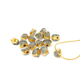 Raw AQUAMARINE Gemstone, Dainty MARCH Birthstone Bead with 1.4mm Hole, Rough Cut Birthstone Charm 14K Gold Plated, 2 PCs (G03RB)