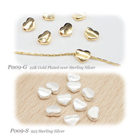 Heart Charms, Heart Shape Beads for Jewelry Making, Small Heart Slide Pendant for Necklace and Bracelet, 22K Gold Plated on Silver (P009-S)