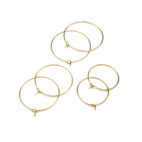 Wire Hoop 316 Surgical Stainless Steel Earring Wire Finding in Gold Plating, Wine Glass Rings Markers, Retail & Wholesale (STER-0020G)