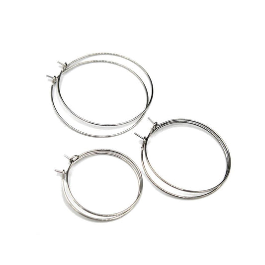 Wire Hoop 316 Surgical Stainless Steel Earring Wire Finding in Dark Silver Color, Wine Glass Rings Markers, Retail & Wholesale (STER-0020S) - UniqueBeadsNY