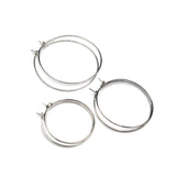 Wire Hoop 316 Surgical Stainless Steel Earring Wire Finding in Dark Silver Color, Wine Glass Rings Markers, Retail & Wholesale (STER-0020S)