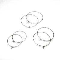 Wire Hoop 316 Surgical Stainless Steel Earring Wire Finding in Dark Silver Color, Wine Glass Rings Markers, Retail & Wholesale (STER-0020S)