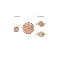 Raw ROSE QUARTZ Gemstone, Dainty OCTOBER Birthstone Pendant / Connector, Rough Cut Birthstone Charm 24K Gold Plated, 2 PCs  (G10)