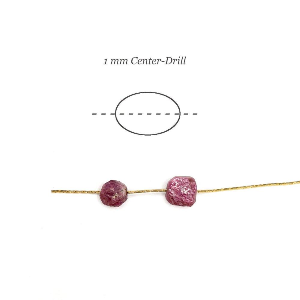 Raw PINK SAPPHIRE Gemstone, Dainty SEPTEMBER Birthstone, 1mm Hole Center Drill, Loose Pink Sapphire Beads, Retail & Wholesale (G37RAW) - UniqueBeadsNY