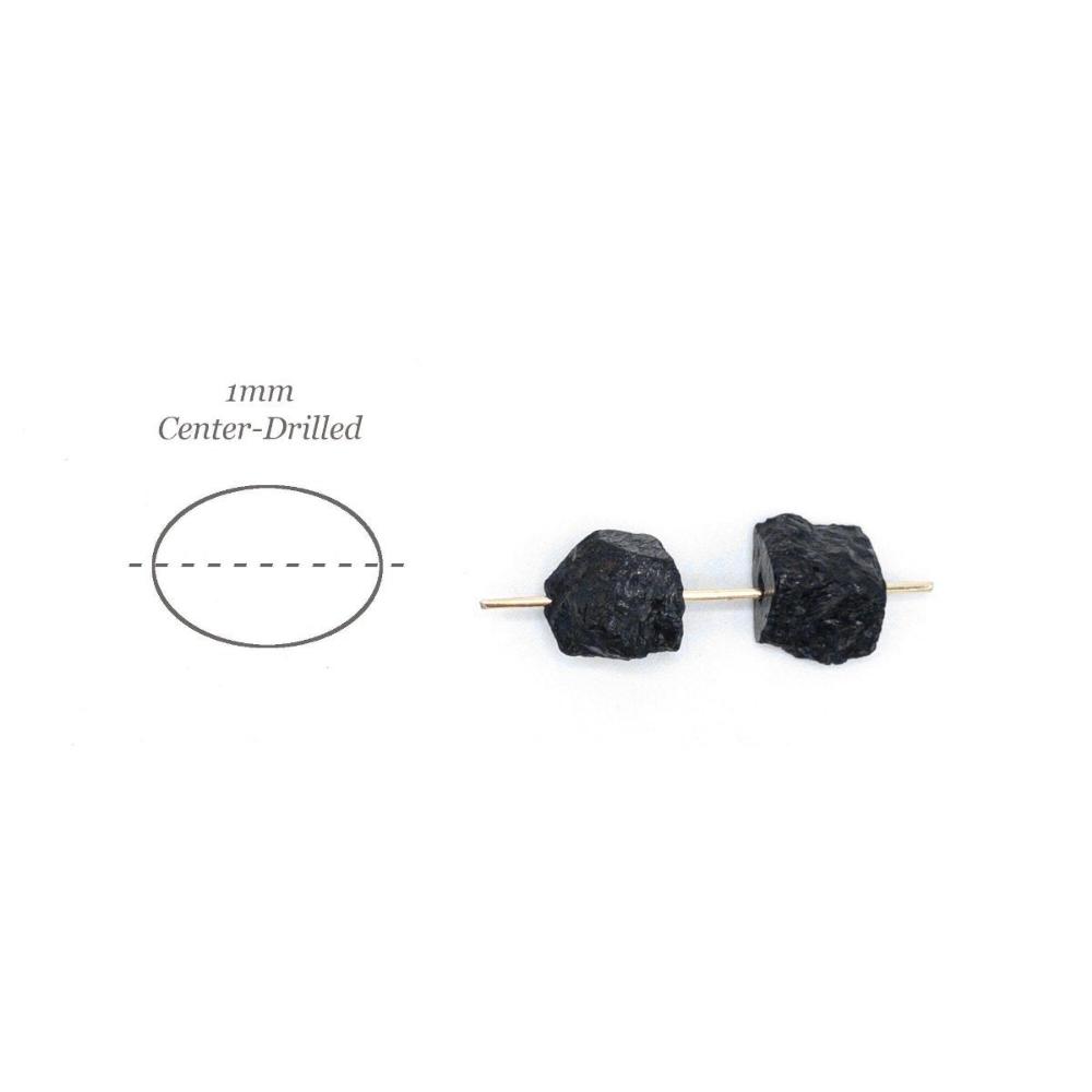 Raw BLACK TOURMALINE, Dainty Birthstone for LIBRA , 1mm Hole Center Drill, Root Chakra Crystal, Loose Gemstone Retail & Wholesale (G23RAW) - UniqueBeadsNY
