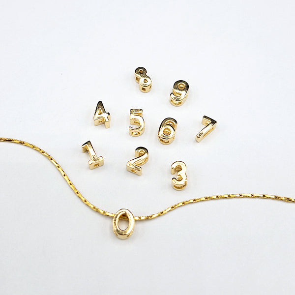 Gold Number Charms, CZ Paved Number Charms, Anniversary Birthday Number  Beads For DIY Jewelry Making Accessories (GB-1652)