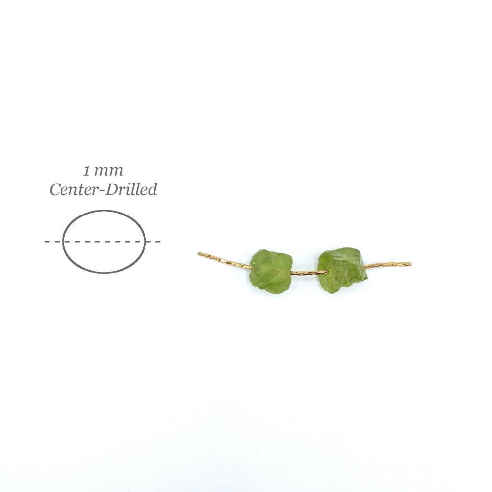 Raw PERIDOT Gemstone, Dainty AUGUST Birthstone, 1mm Hole Center Drill, Heart Chakra Healing Crystal Beads, Retail & Wholesale (G08RAW) - UniqueBeadsNY