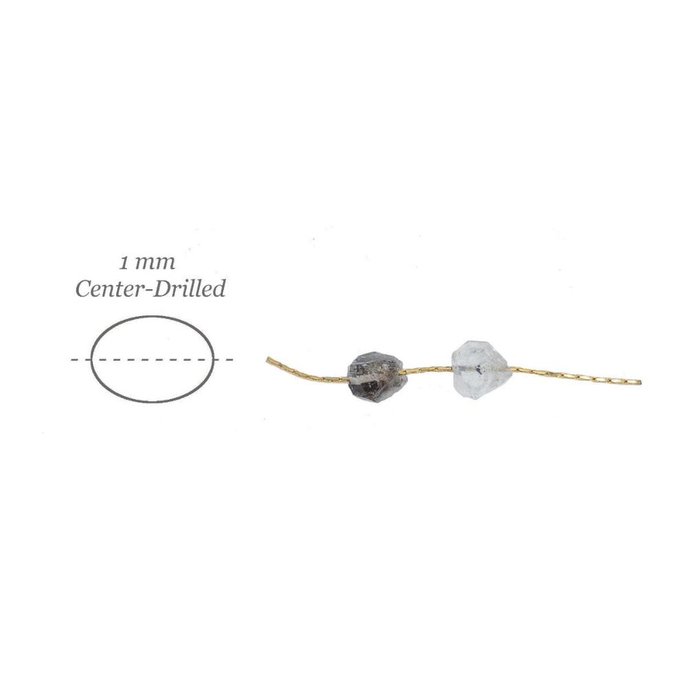 Raw HERKIMER DIAMOND Gemstone, Dainty APRIL Birthstone, 1mm Hole Center Drill, Crown Chakra, Loose Crystal Beads Retail & Wholesale (G04RAW) - UniqueBeadsNY