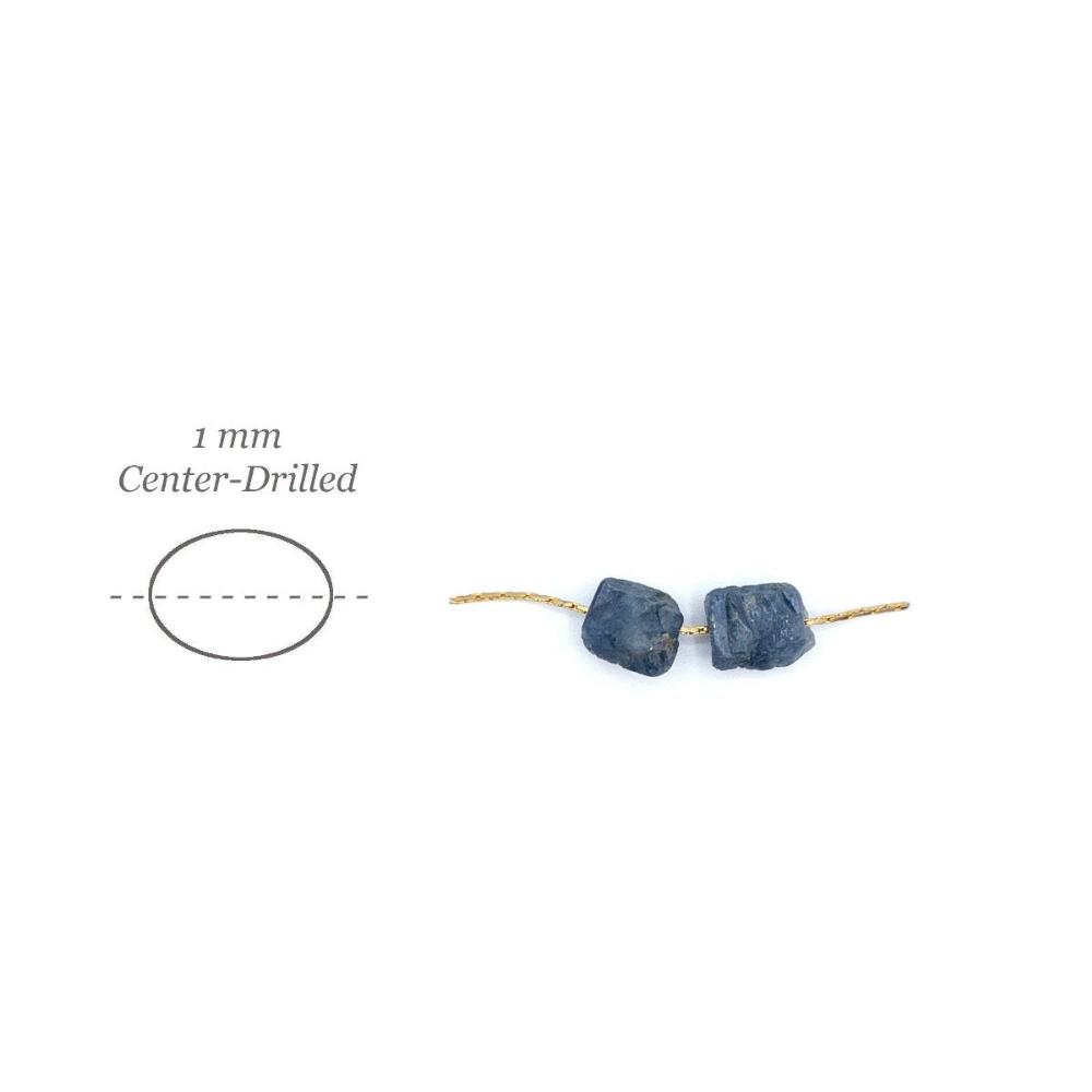 Raw BLUE SAPPHIRE Gemstone, Dainty SEPTEMBER Birthstone, 1mm Hole Center Drill, Throat Chakra, Loose Gemstone Retail & Wholesale (G09RAW) - UniqueBeadsNY