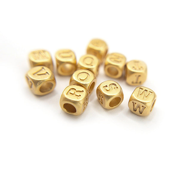 Alphabet Beads, 4.5mm Gold Letter Cube Beads, Tiny Initial Beads for J –  UniqueBeadsNY