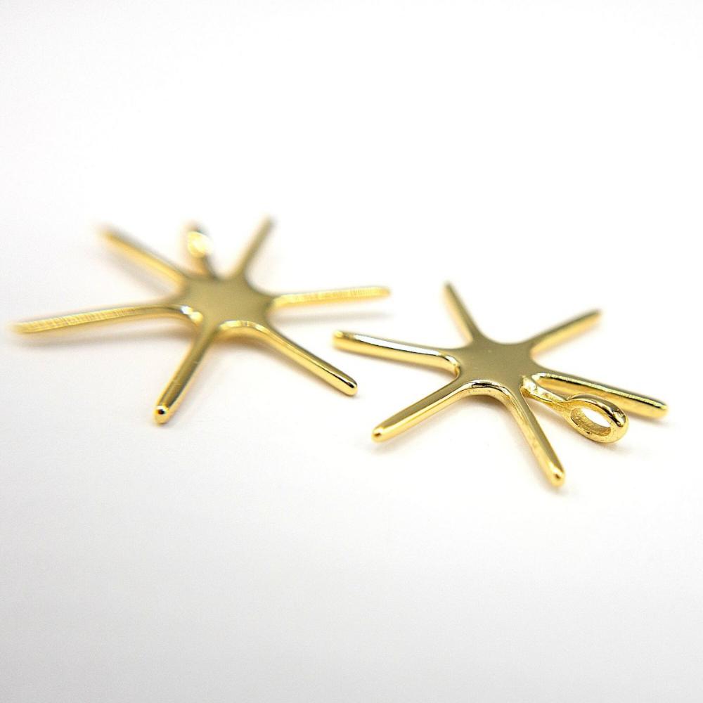 Jewelry Setting Blank for Pendant, 6 Prong Claw Blank Setting for Raw Irregular Gemstones, Sterling Silver in 18K Gold Plated (PS002) - UniqueBeadsNY