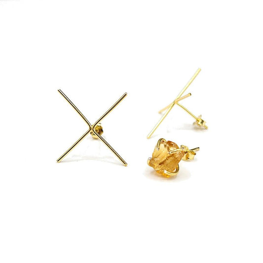 Jewelry Setting Blank for Earring Making, Handmade 4 Prong Claw Earring Setting for Irregular Stones, Sterling Silver/ 18K Gold Plated PS004 - UniqueBeadsNY