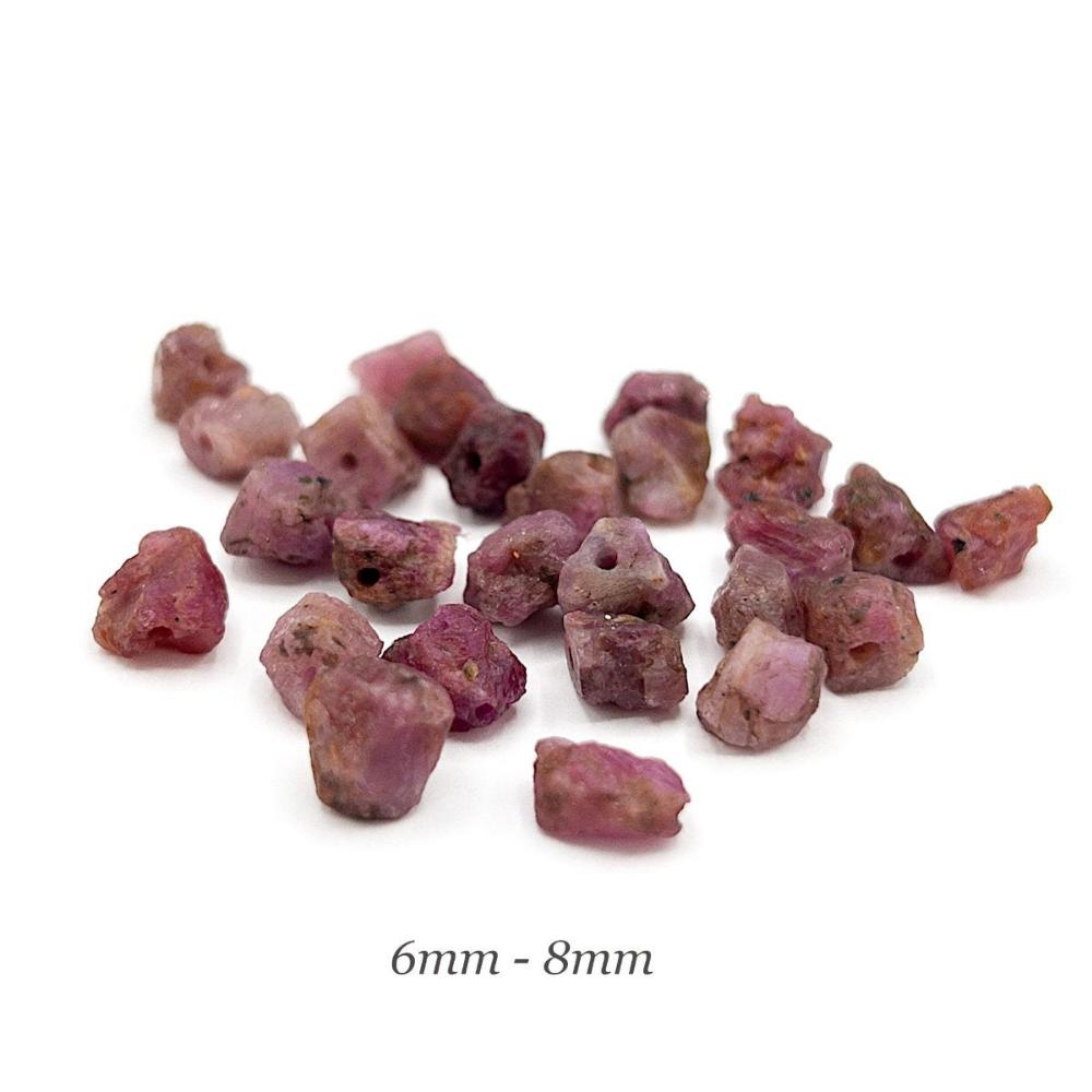 Raw PINK SAPPHIRE Gemstone, Dainty SEPTEMBER Birthstone, 1mm Hole Center Drill, Loose Pink Sapphire Beads, Retail & Wholesale (G37RAW) - UniqueBeadsNY