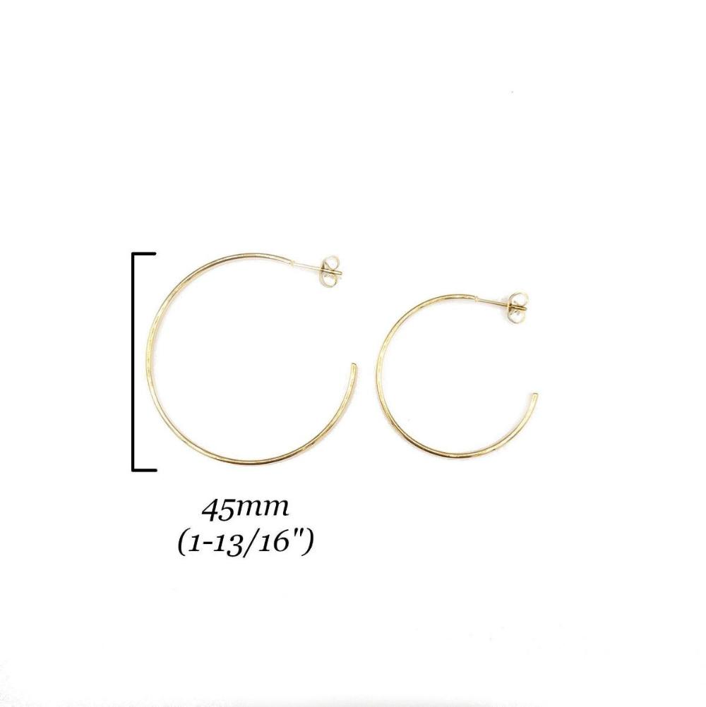 Gold Hoop Earrings in 18K Gold PVD Plating, Flat Hoop Earrings, Hand Polished Surgical Stainless Steel in Shiny Gold Finish (STER-0026G) - UniqueBeadsNY