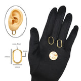 Huggie Hoop One-Touch Surgical Stainless Steel Earrings, PVD Plating Gold Hoop Earrings, Rectangle/ Oval Shape Hoop Earrings (STER-0023G)