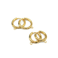 Huggie Hoops One-Touch Surgical Stainless Steel Earring Finding in Gold PVD Plating, Earring Hoop with Ring, Retail & Wholesale (STER-0015G)
