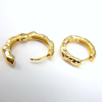 Rough Textured Huggie Hoop Earrings in 18K Gold Plating, Comfortable Earring, Clicker Hoops Nickle Lead Free & Hypoallergenic (BRER0030)