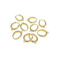Oval Huggie Hoop Earring Findings in 18K Gold Plating, Clicker Hoop Earring with Ring, Nickel Free, Retail & Wholesale (BRER0029)