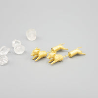 Dog Stud Earrings, Small Minimalist Pooch Earrings, 925 Sterling Silver with 18K Gold Plating, 3D Dog Earrings, Dog Lover Gift  (AT003)