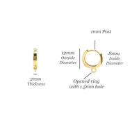 Small Huggie Hoop One-Touch Hoop Earring Findings in 18K Gold Plating, Earring Hoop with Ring, Nickle Lead Free & Hypoallergenic (BRER0033G)