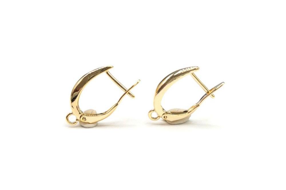 Teardrop Style Earring Finding in 18K Gold Plating, Brass Latch-Back One-Touch Earrings, Nickel Free, Retail & Wholesale (BENFER005G) - UniqueBeadsNY