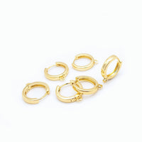 Huggie Hoop One-Touch Hoop Earring Findings in 18K Gold Plating, Earring Hoop with Ring, Nickel Free, Retail & Wholesale (BRSSER-0018G)