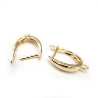 Teardrop Style Earring Finding in 18K Gold Plating, Brass Latch-Back One-Touch Earrings, Nickel Free, Retail & Wholesale (BENFER005G)
