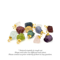 Birthstone Pendants, Dainty Rough-Cut Gemstone Pendants from 6mm to 8mm for Minimalist Birthstone Jewelry, 2 Pieces (G33RAW)