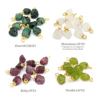 Birthstone Pendants, Dainty Rough-Cut Gemstone Pendants from 6mm to 8mm for Minimalist Birthstone Jewelry, 2 Pieces (G33RAW)