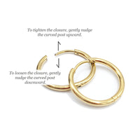Huggie Hoops One-Touch Surgical Stainless Steel Earring Finding in Gold PVD Plating, Earring Hoop with Ring, Retail & Wholesale (STER-0015G)