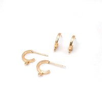 Small C Shape Half-Hoop Earring Findings in 18K Gold Plating with Opened Ring, Nickel Lead Free Earring Component (BRER0034G)