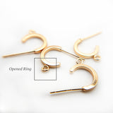 Small C Shape Half-Hoop Earring Findings in 18K Gold Plating with Opened Ring, Nickel Lead Free Earring Component (BRER0034G)