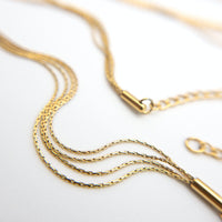 Layered Chain Necklace, Dainty Multi Strand Necklace, Stainless Steel Cardano Chain Necklace in PVD 18K Gold Plating, Adjustable (CNST004)