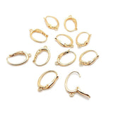 Leverback Earring Finding in Oval Shape with Ring, Lead Nickel Free, Brass Hoop Earring Findings in 18K Gold Plating (BENFER-006) - UniqueBeadsNY