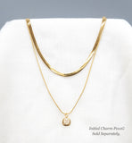 Double-Layered Chain Necklace, Multi Strand Necklace, Stainless Steel Herringbone Necklace in PVD 18K Gold Plating, Adjustable (CNST003)