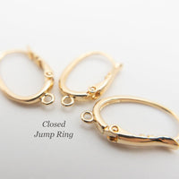 Leverback Earring Finding in Oval Shape with Ring, Lead Nickel Free, Brass Hoop Earring Findings in 18K Gold Plating (BENFER-006) - UniqueBeadsNY