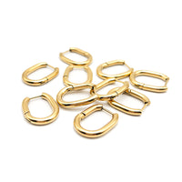Hypoallergenic Hoop Earrings, Chunky Paperclip Huggie Hoops, Surgical Steel Rectangle Earrings in 18K Gold PVD Plated, 10 PCs (STER-0029C)