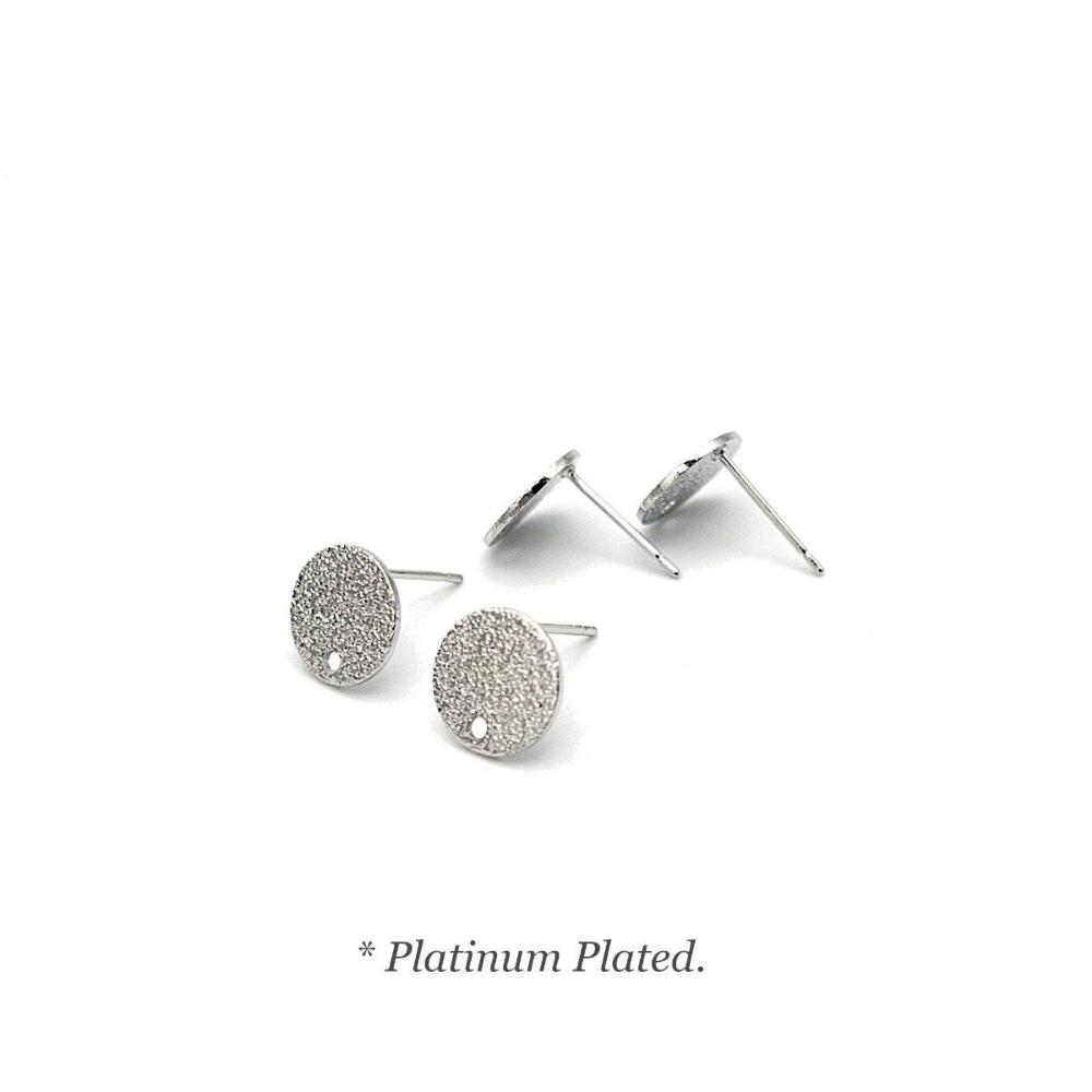 Round Earring Posts in Stardust Textured finish, 18K Gold Plated, Lead & Nickel Free, Stud Earring Findings, Retail/ Wholesale (BRER0014) - UniqueBeadsNY