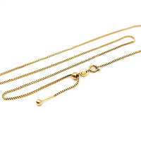 Minimalist Stainless Steel BOX CHAIN Necklace in 18K Gold, 1mm Threader Ready to Wear Adjustable Necklace, Add a Bead Venetian Necklace